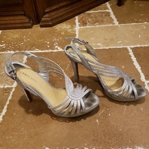 Gianni Bini Silver Sandal Heels Stilletos